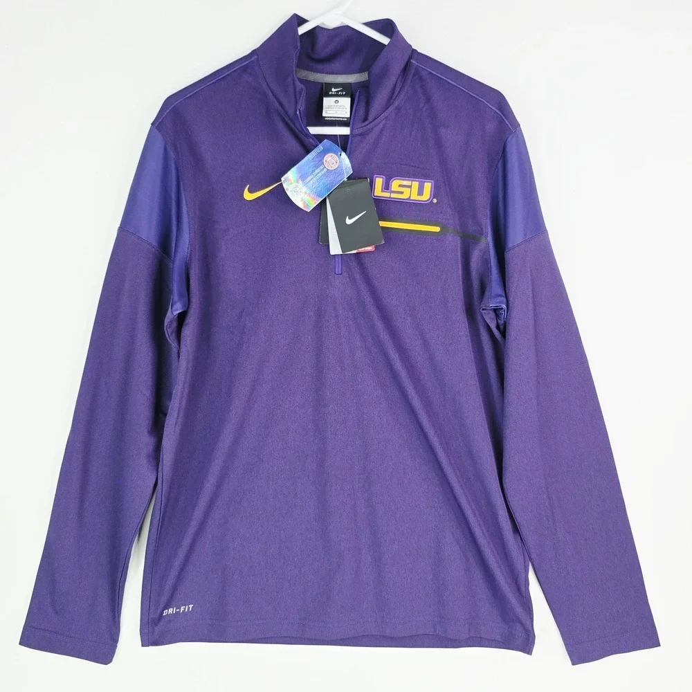 LSU Tigers Nike 1/4 Zip Pullover Men's Medium Purple Football Long Sleeve 814207